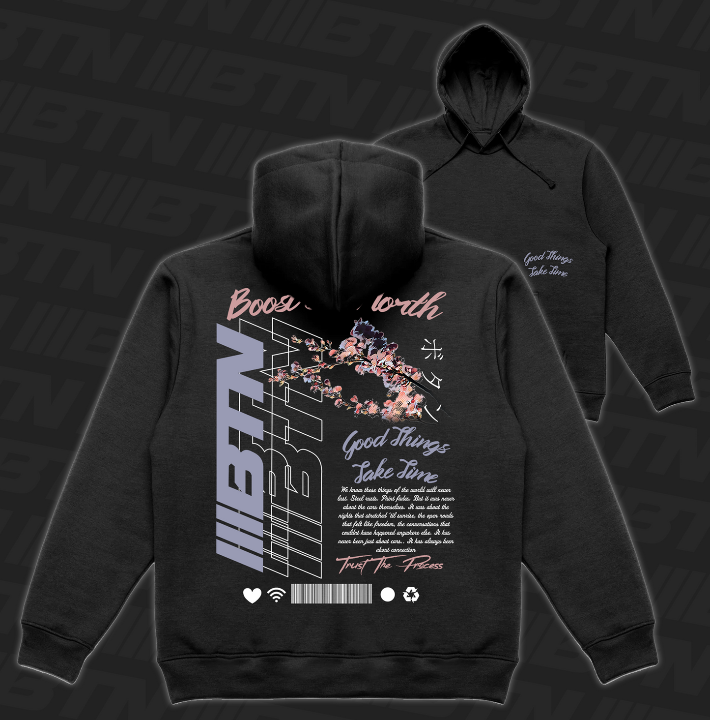 Good Things Take Time 🌸 Hoodie Black