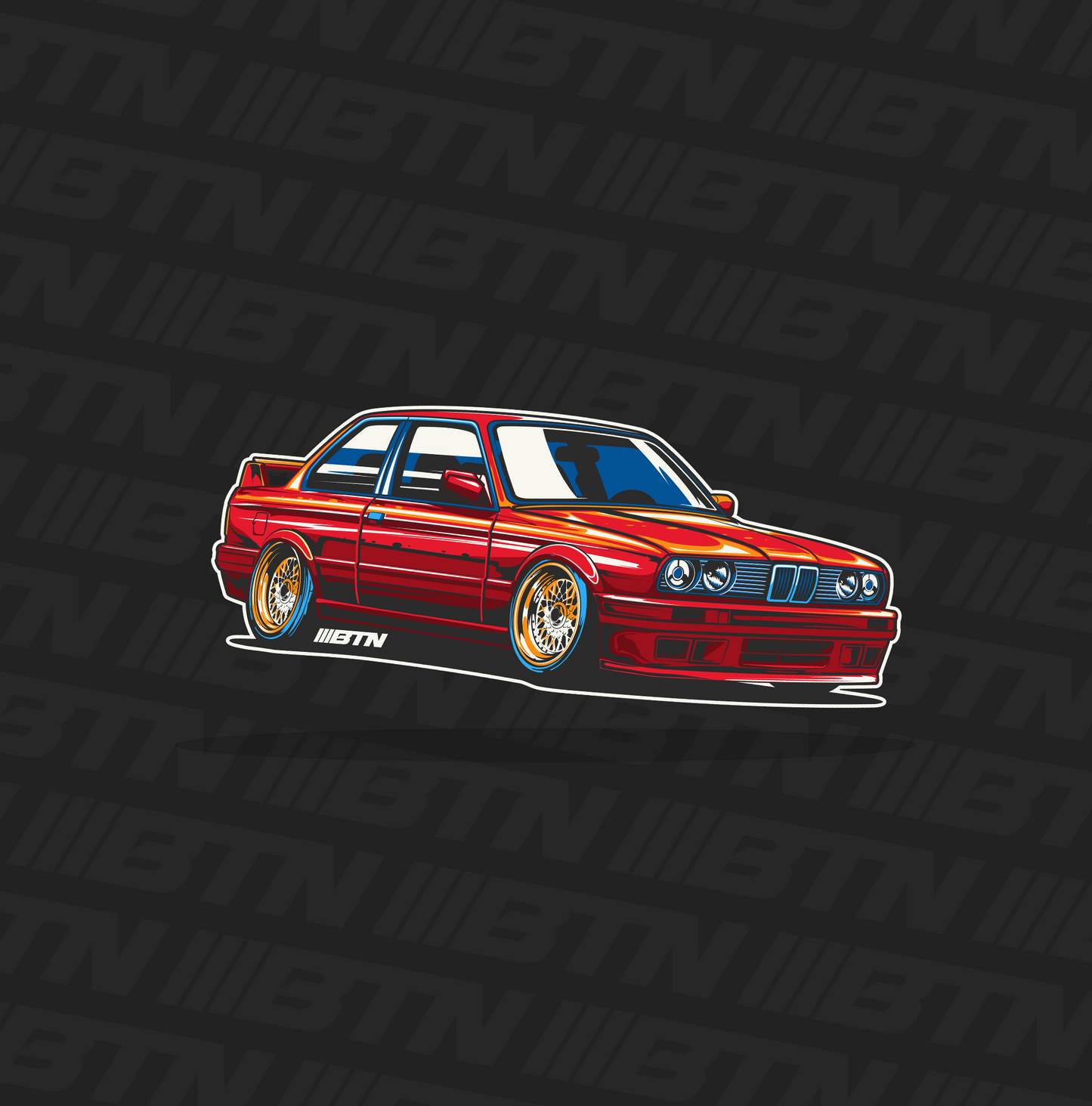 BMW Red E30 Car Decal