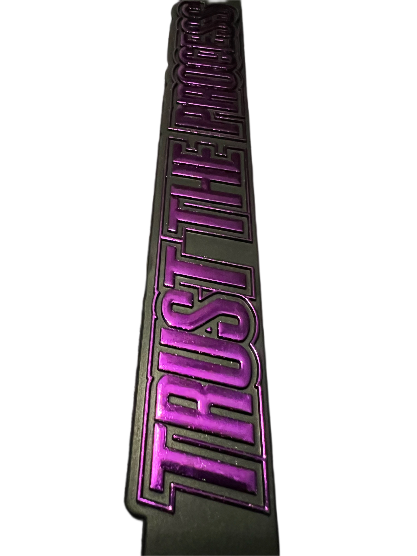 Trust The Process Licence Plate Frame Purple Chrome
