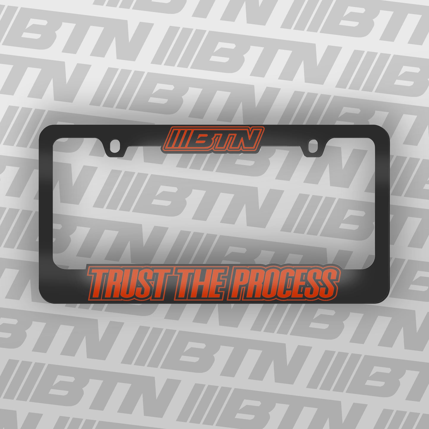 Trust The Process Licence Plate Frame Red Chrome
