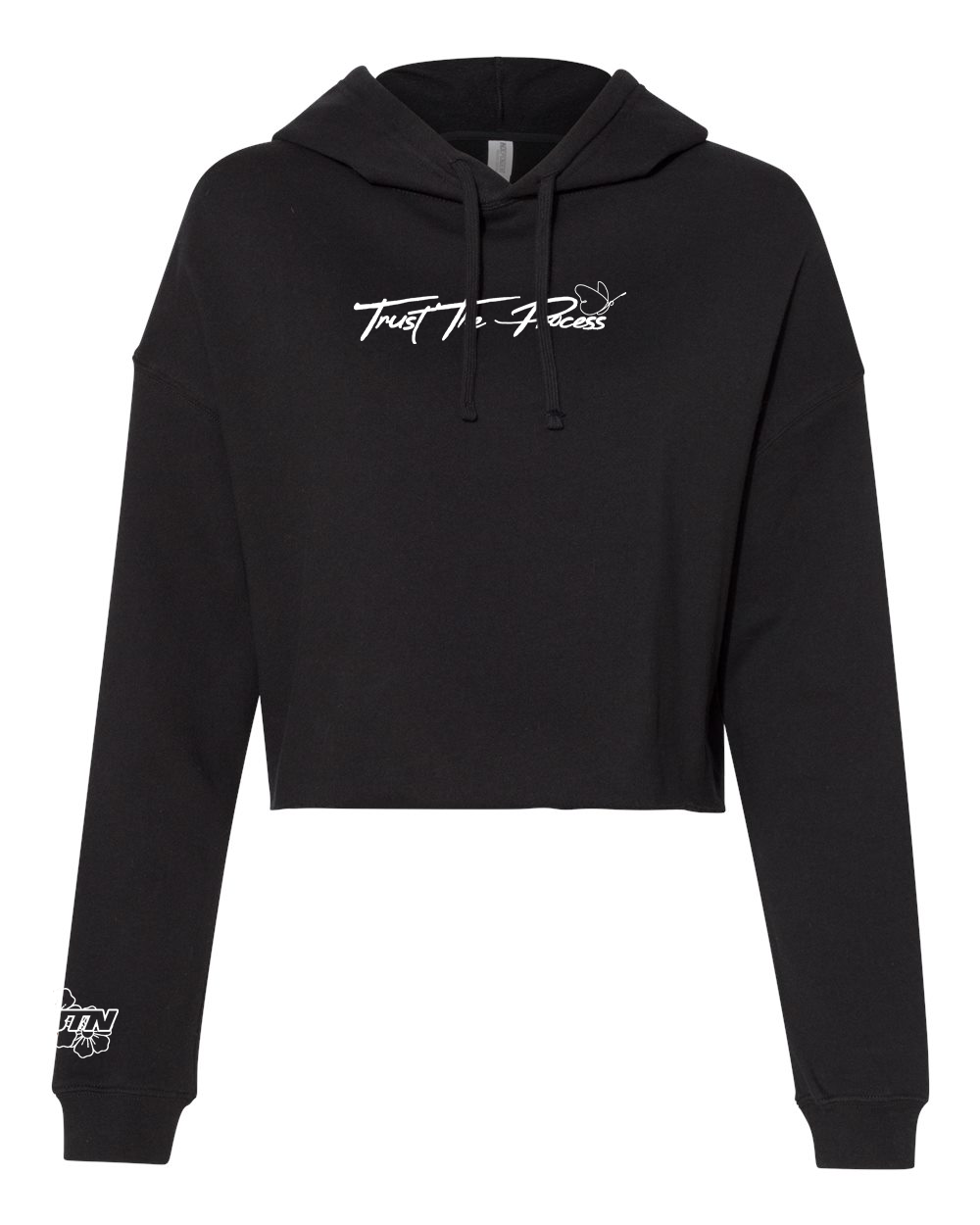 Trust The Process Crop Hoodie Black