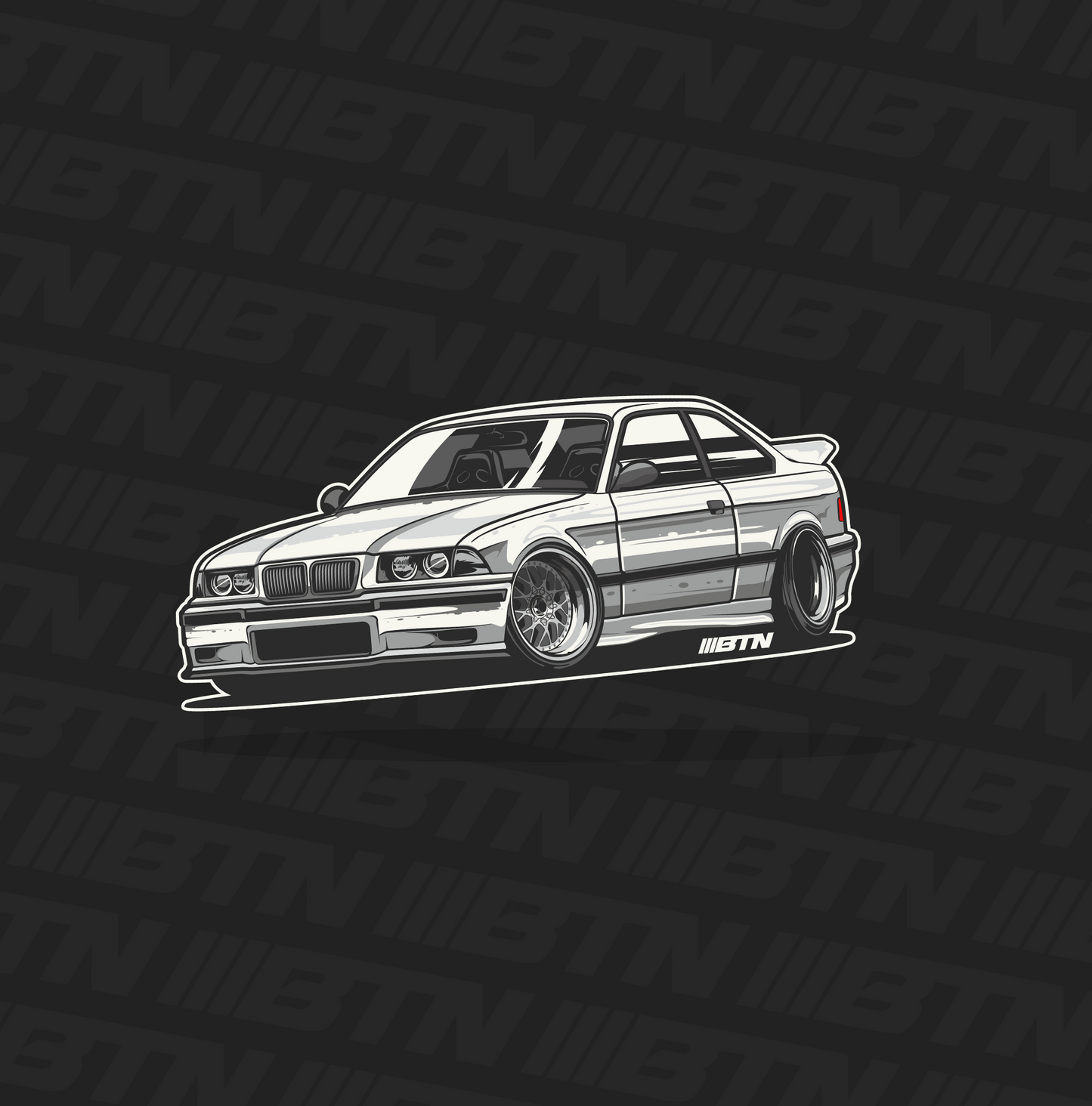 BMW White E36 Car Decal