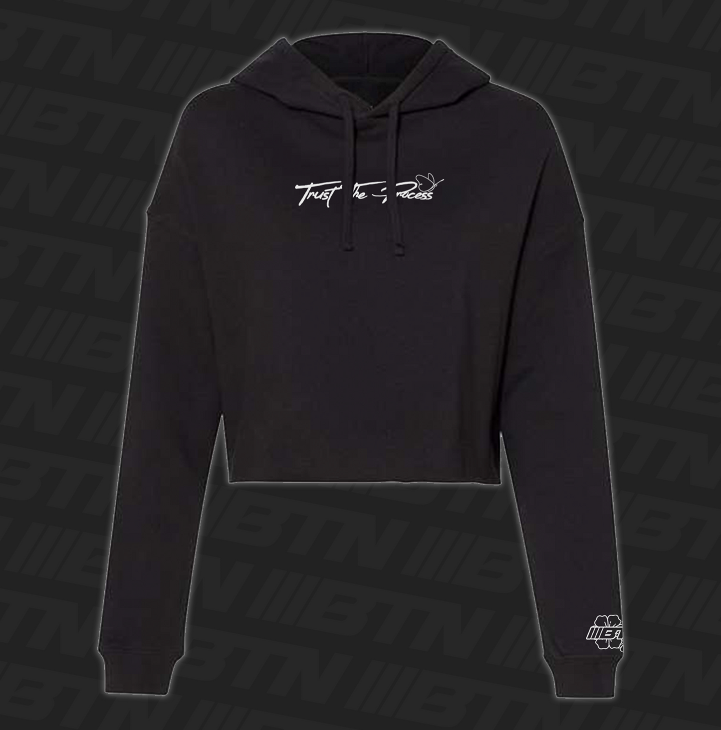 Trust The Process Crop Hoodie Black