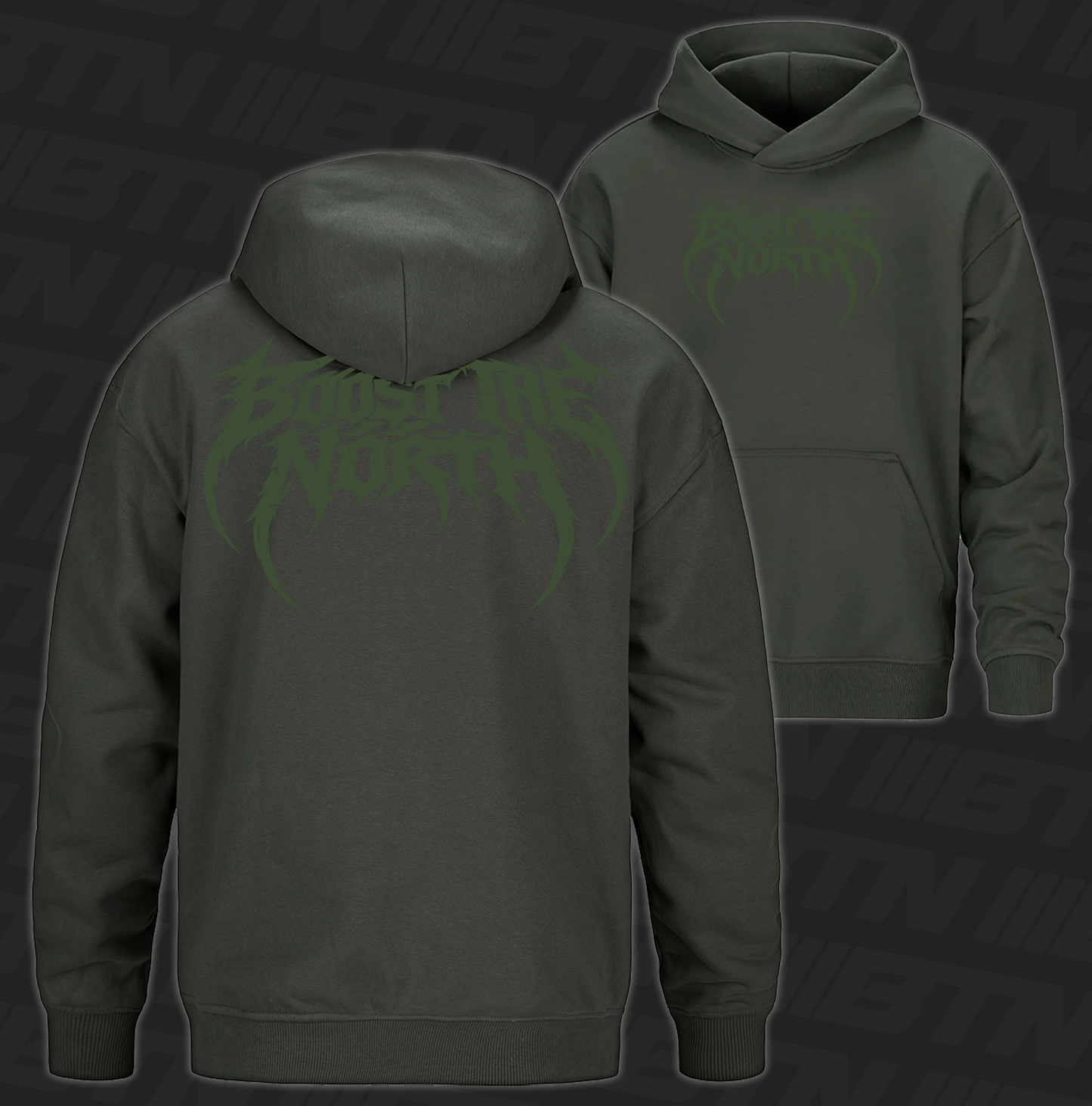 BTN Grunge Heavyweight Hoodie Green on Green
