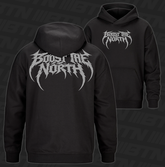 BTN Grunge Hoodie Grey on Black