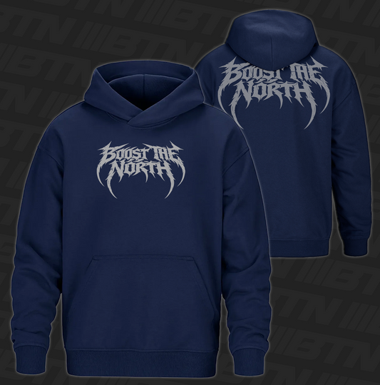 BTN Grunge Hoodie Grey on Navy