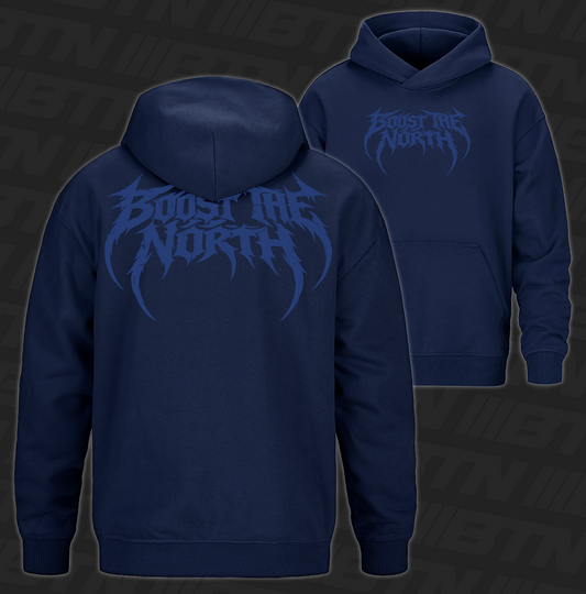 BTN Grunge Heavyweight Hoodie Navy on Navy