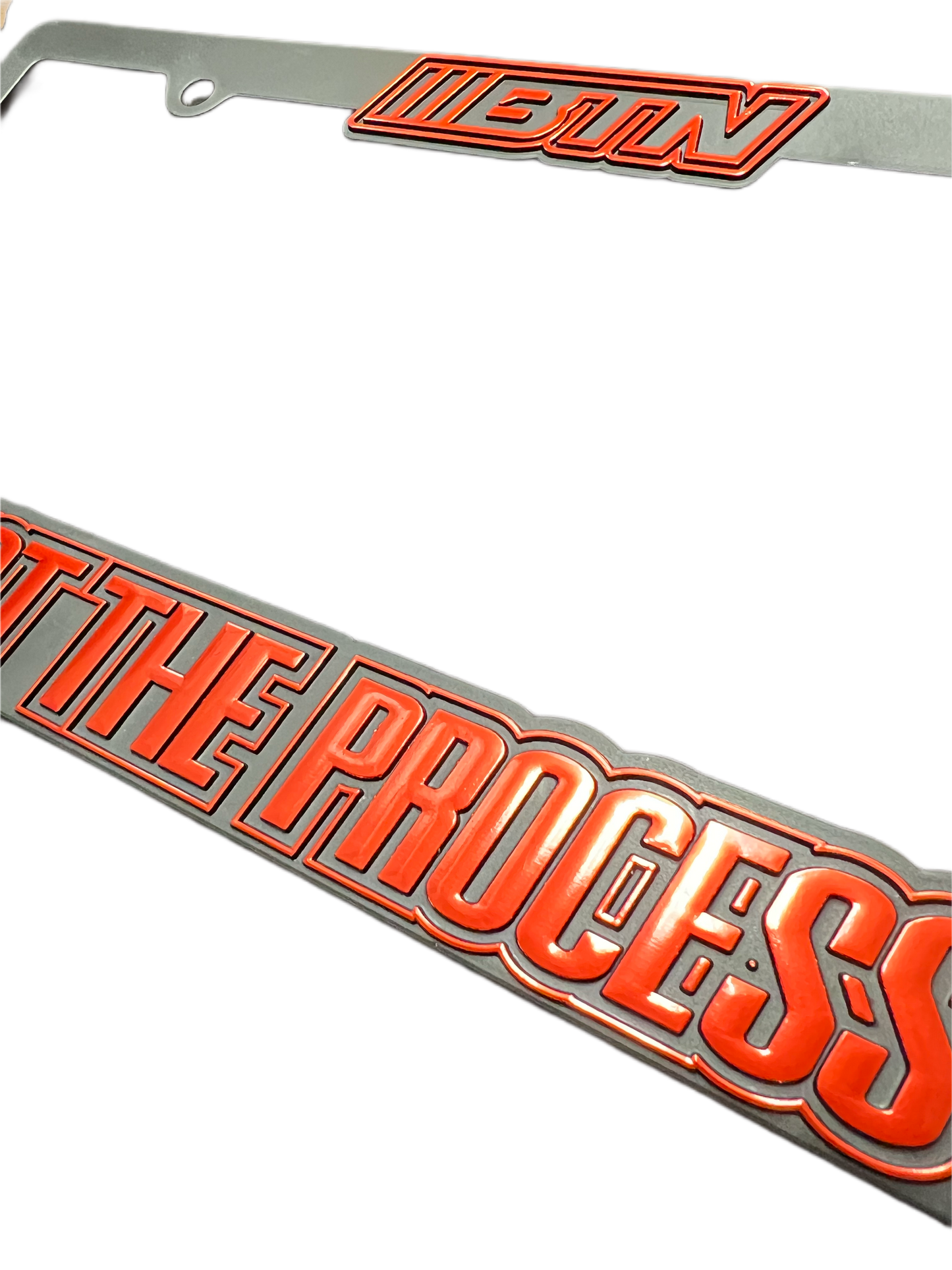 Trust The Process Licence Plate Frame Red Chrome