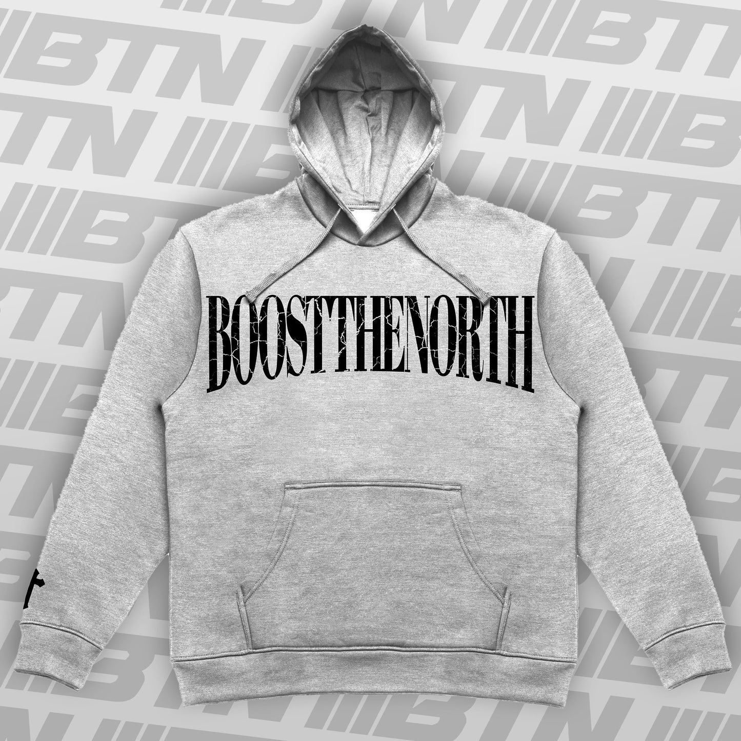 BOOST THE NORTH Cracked Hoodie Grey